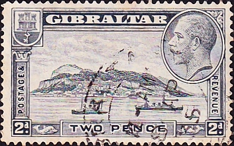 Гибралтар 1932 год . Гибралтарская скала с восточной стороны . Каталог 2,50 € (2)